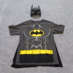 ADULT BATMAN  COSTUME Mens Medium Halloween Mask Cape Shirt DC Comics Set